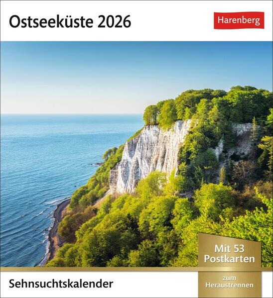 Produktbild: Ostseeküste Sehnsuchtskalender 2026 - Wochenkalender mit 53 Postkarten