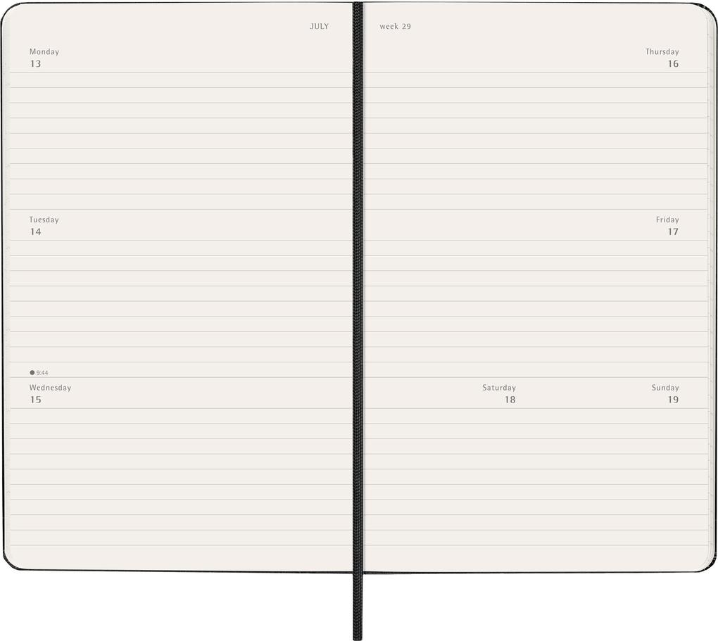 Weitere Ansicht: Moleskine 12 Monate Wochenkalender 2026, Large/A5, 1 Wo = 2 Seiten, horizontal, fester Einband, Schwarz