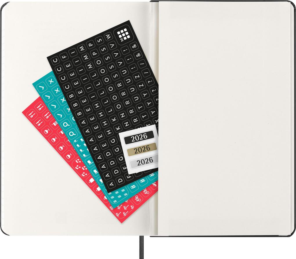 Weitere Ansicht: Moleskine 12 Monate Wochenkalender 2026, Large/A5, 1 Wo = 2 Seiten, horizontal, fester Einband, Schwarz
