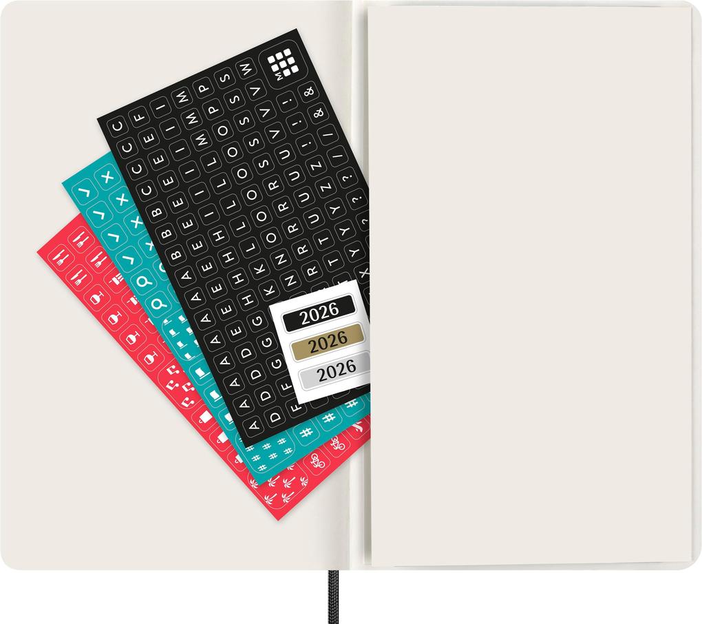 Weitere Ansicht: Moleskine 12 Monate Wochen Notizkalender 2026, Large/A5, 1 Wo = 1 Seite, rechts linierte Seite, Weicher Einband, Schwarz