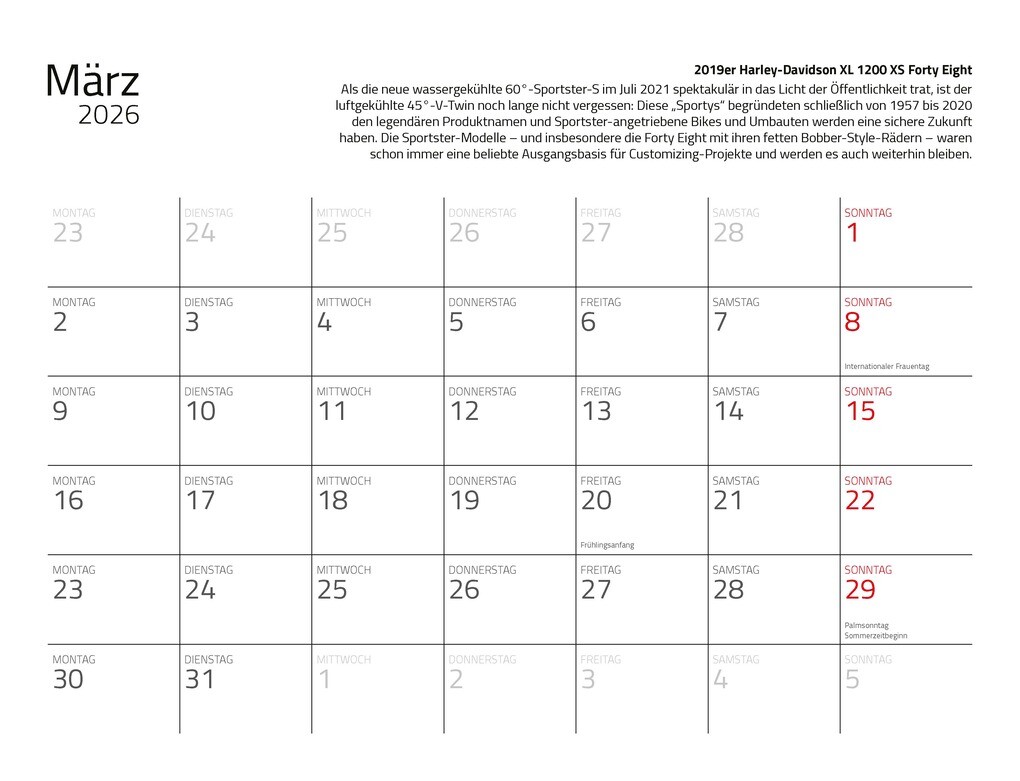 Weitere Ansicht: Kalender Best of Harley Davidson 2026 Eintragkalender | Dieter Rebmann