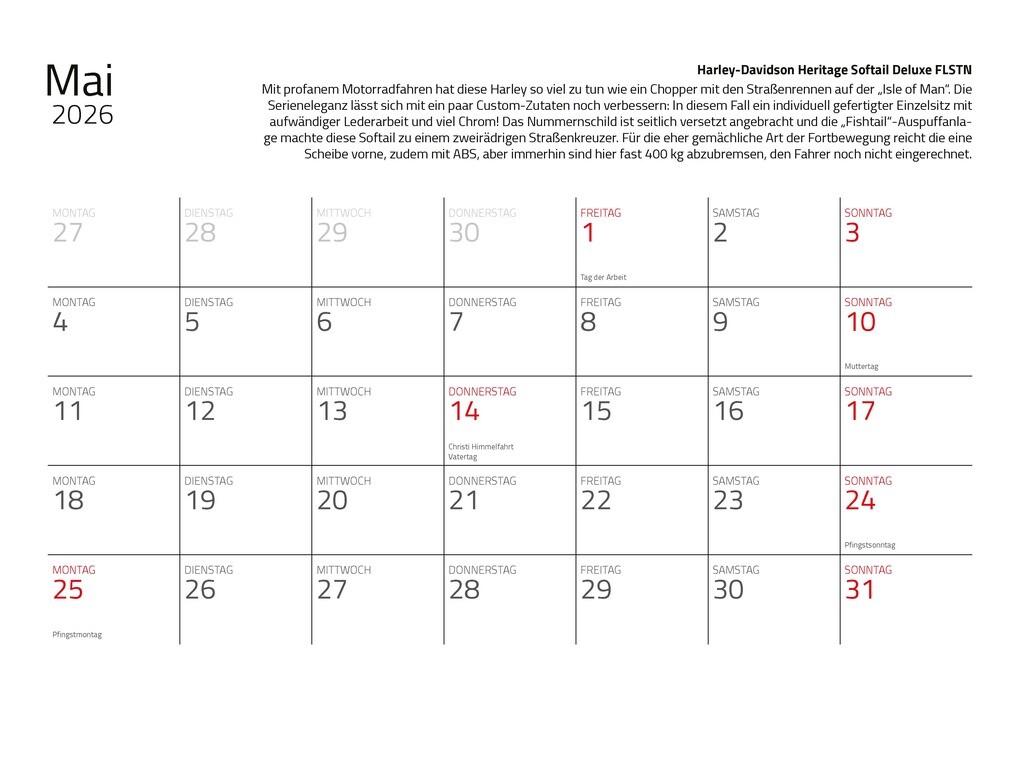Weitere Ansicht: Kalender Best of Harley Davidson 2026 Eintragkalender | Dieter Rebmann