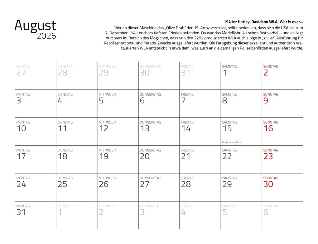Weitere Ansicht: Kalender Best of Harley Davidson 2026 Eintragkalender | Dieter Rebmann