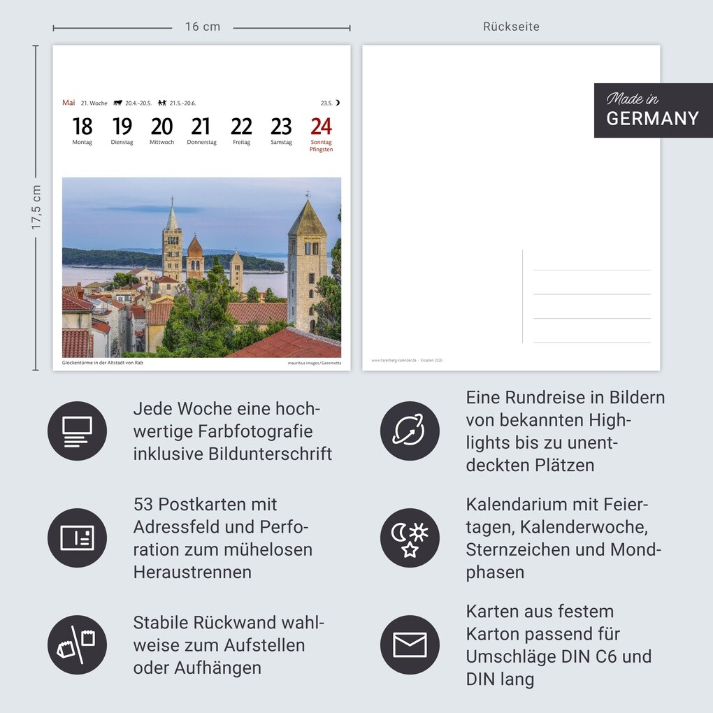 Weitere Ansicht: Kroatien Sehnsuchtskalender 2026 - Wochenkalender mit 53 Postkarten