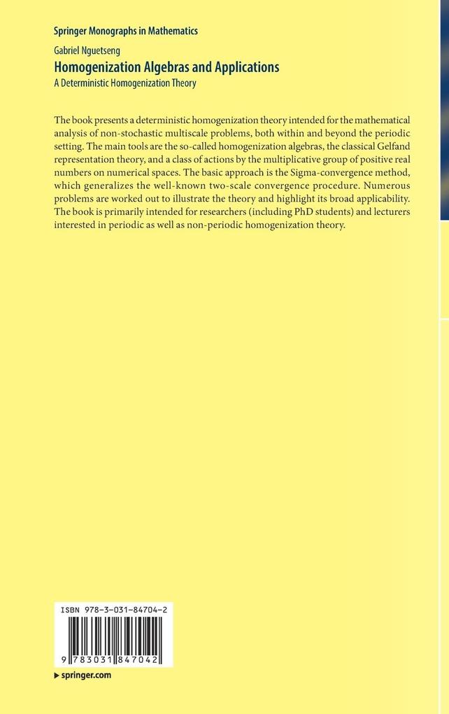 Weitere Ansicht: Homogenization Algebras and Applications | Gabriel Nguetseng