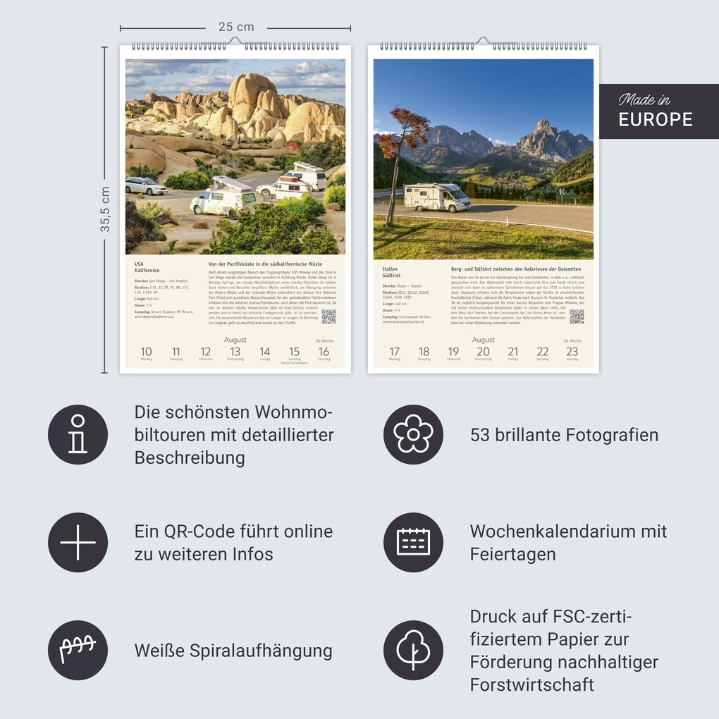 Weitere Ansicht: Campinglust Wochen-Kulturkalender 2026 - 53 unvergessliche Touren | Michael Moll