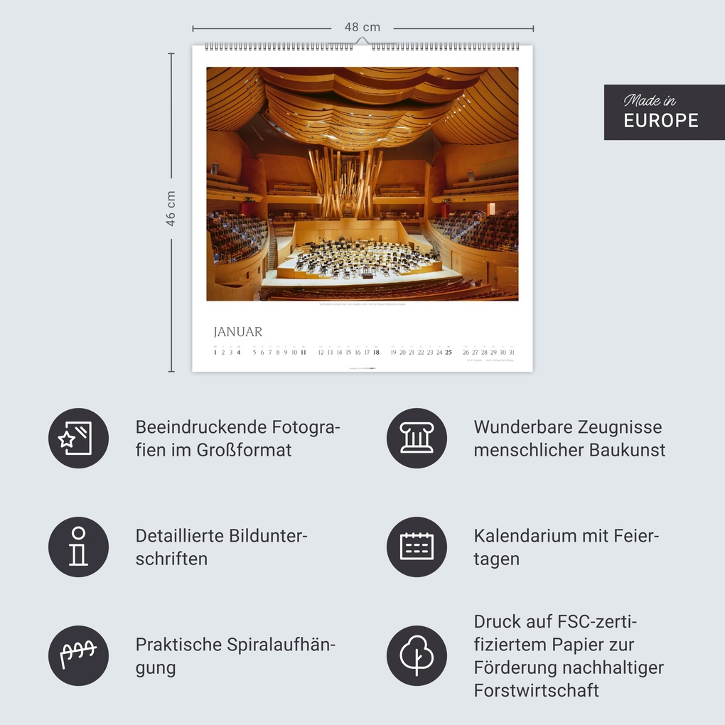Weitere Ansicht: Die schönsten Konzertsäle Kalender 2026