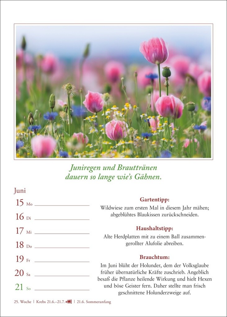 Weitere Ansicht: Bauernweisheiten Wochenkalender 2026 - Bauernregeln, Brauchtum, Gartentipps, Haushaltstipps | Jochen Dilling