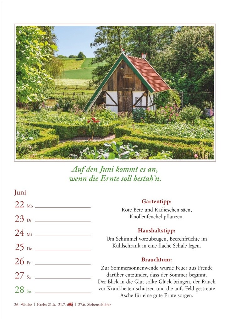 Weitere Ansicht: Bauernweisheiten Wochenkalender 2026 - Bauernregeln, Brauchtum, Gartentipps, Haushaltstipps | Jochen Dilling