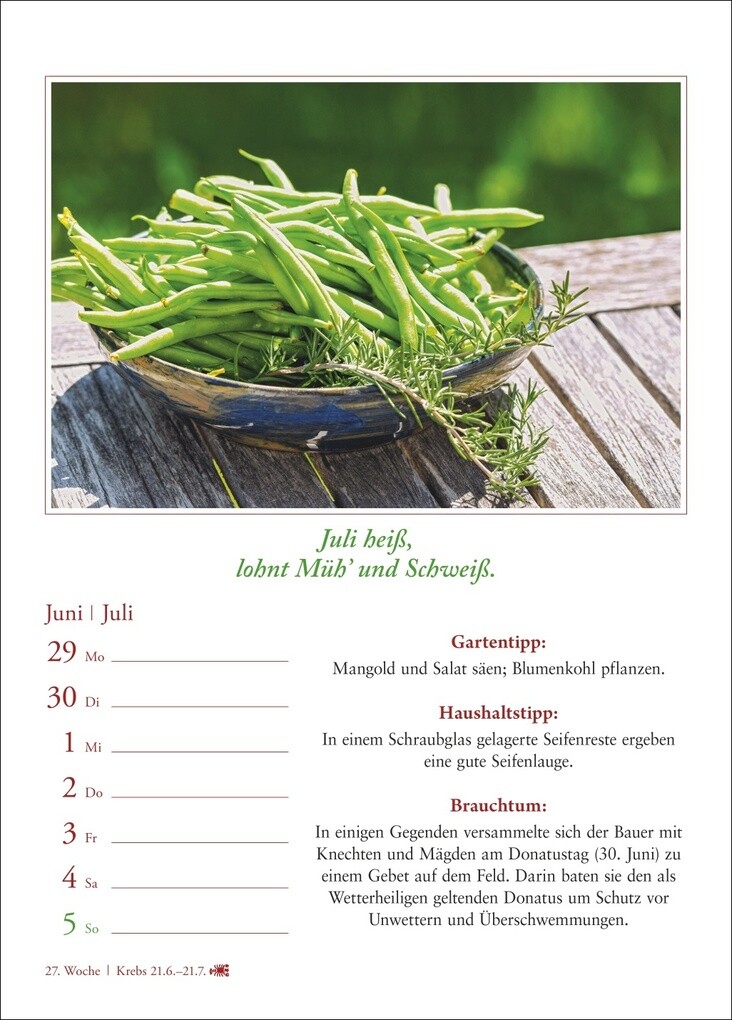 Weitere Ansicht: Bauernweisheiten Wochenkalender 2026 - Bauernregeln, Brauchtum, Gartentipps, Haushaltstipps | Jochen Dilling
