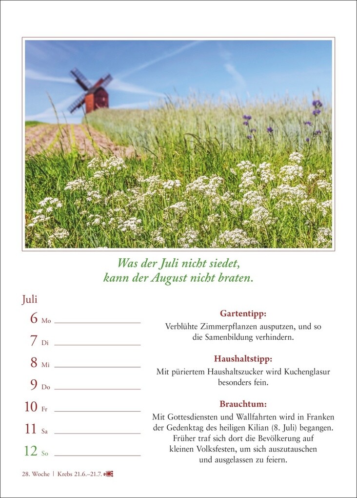 Weitere Ansicht: Bauernweisheiten Wochenkalender 2026 - Bauernregeln, Brauchtum, Gartentipps, Haushaltstipps | Jochen Dilling