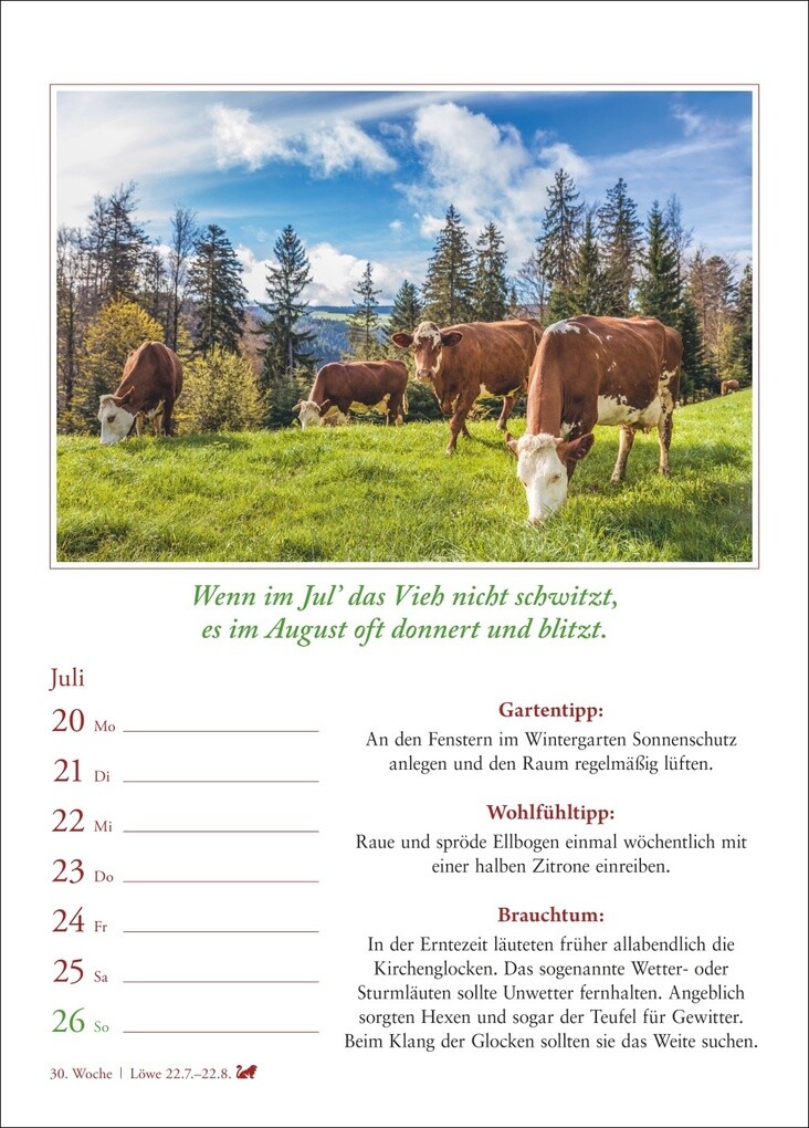 Weitere Ansicht: Bauernweisheiten Wochenkalender 2026 - Bauernregeln, Brauchtum, Gartentipps, Haushaltstipps | Jochen Dilling