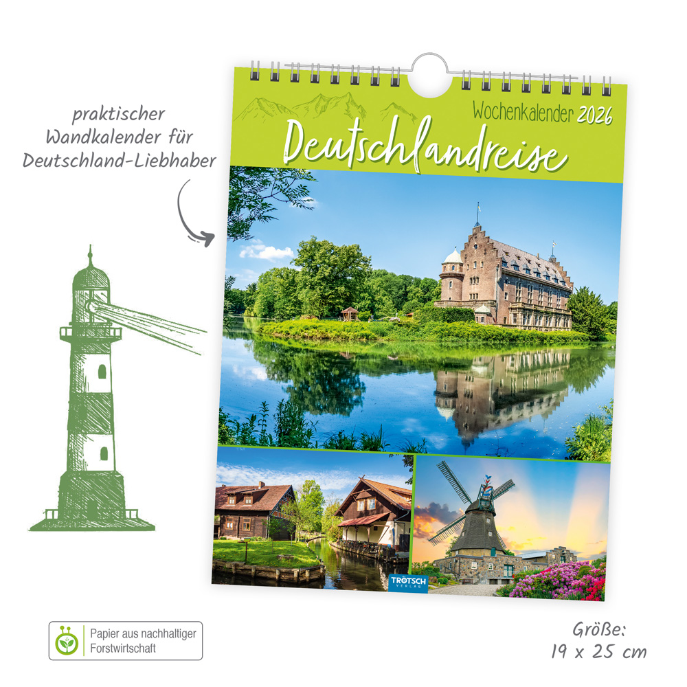 Weitere Ansicht: Trötsch Wochenkalender zum Hängen Deutschlandreise 2026