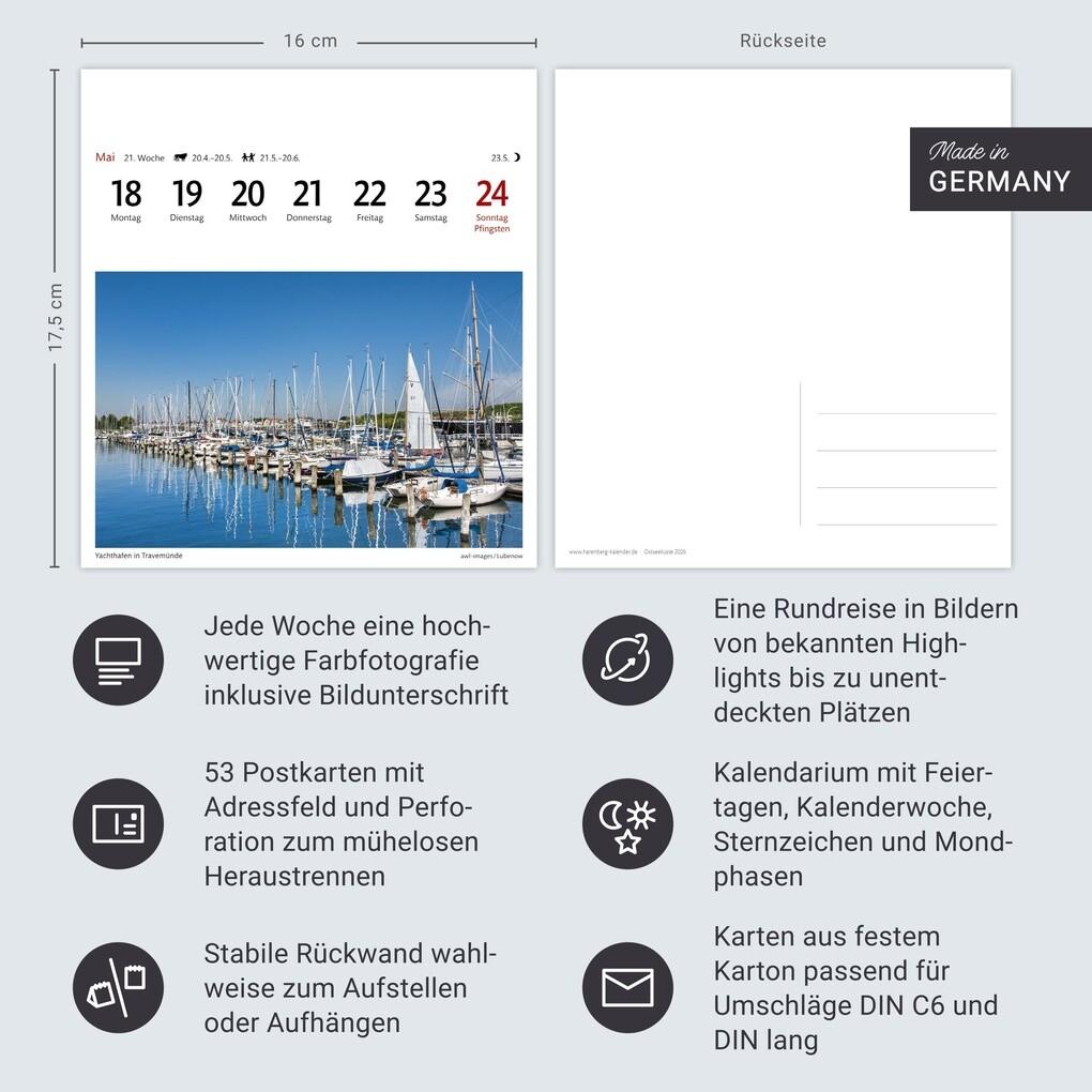 Weitere Ansicht: Ostseeküste Sehnsuchtskalender 2026 - Wochenkalender mit 53 Postkarten