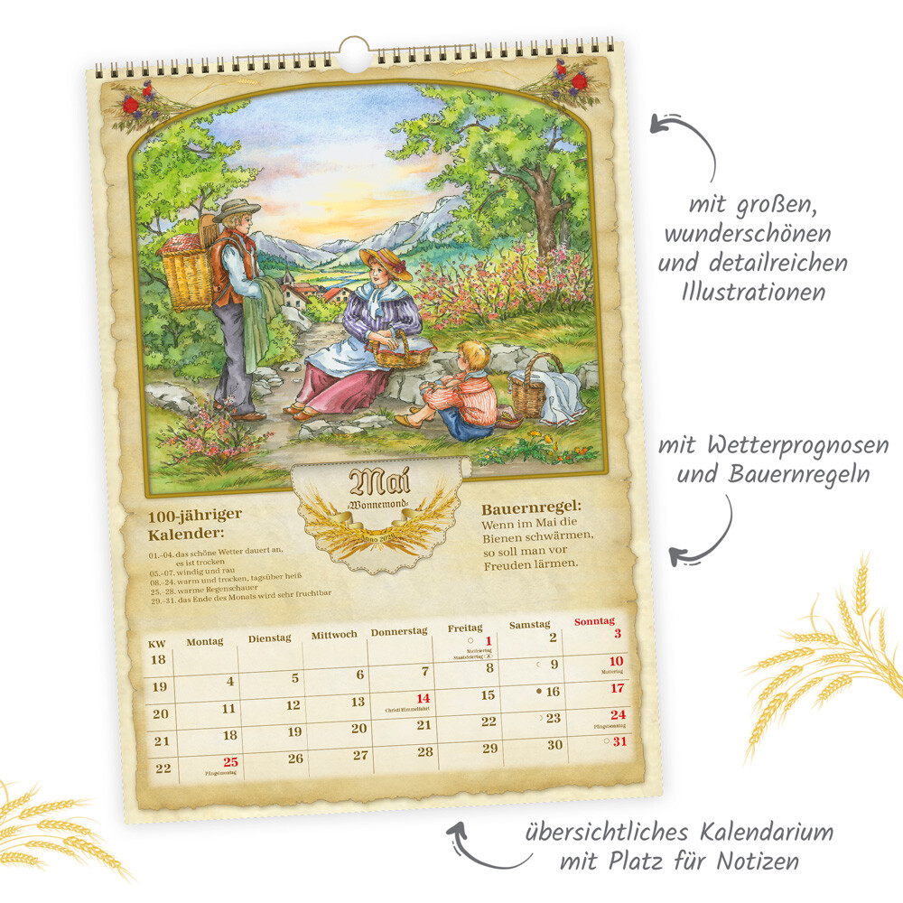 Weitere Ansicht: Trötsch Großbildkalender Bauernkalender 2026 mit Wetterprognosen Bauernregeln und Ferienterminen