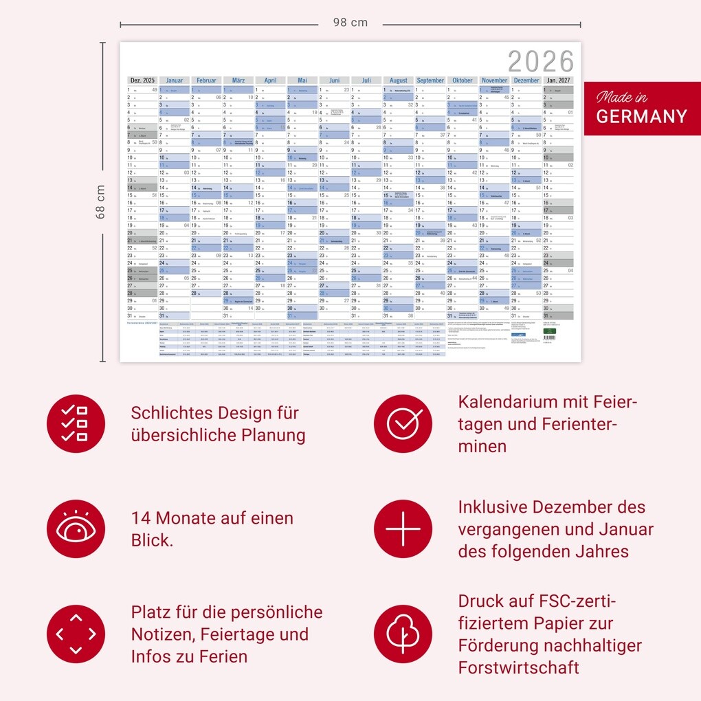 Weitere Ansicht: Wandplaner Neutral 2026