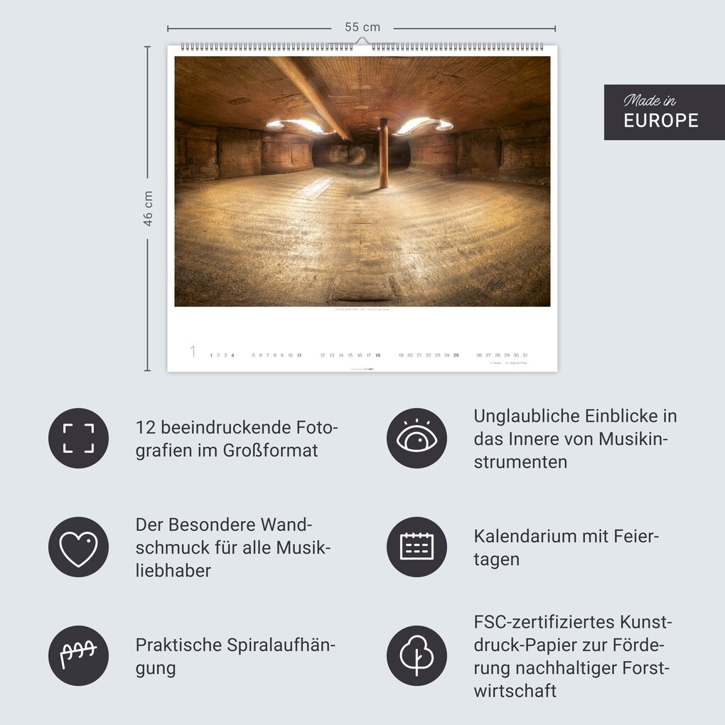Weitere Ansicht: Architecture in Music Kalender 2026 - Musikinstrumente von innen