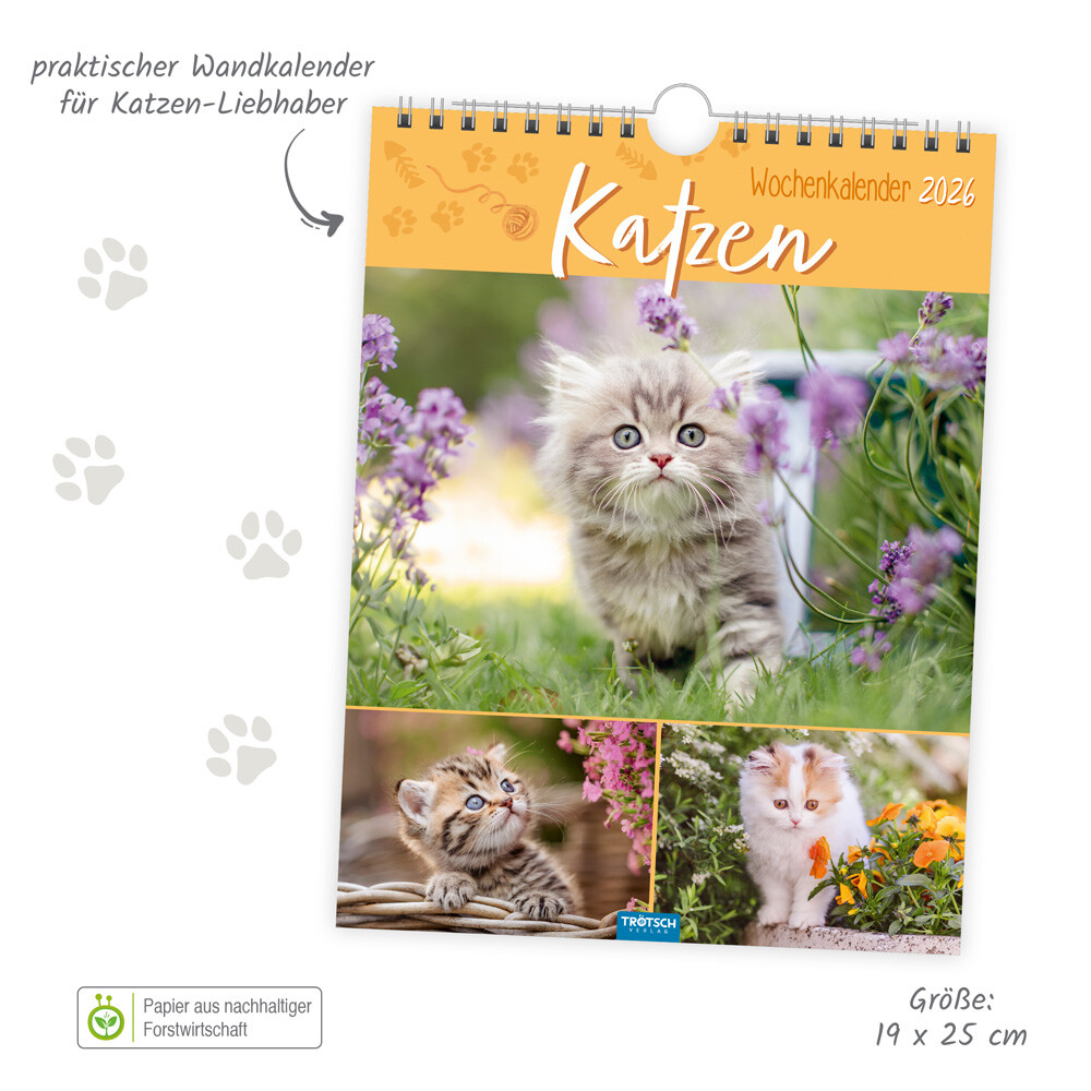 Weitere Ansicht: Trötsch Wochenkalender zum Hängen Katzen 2026