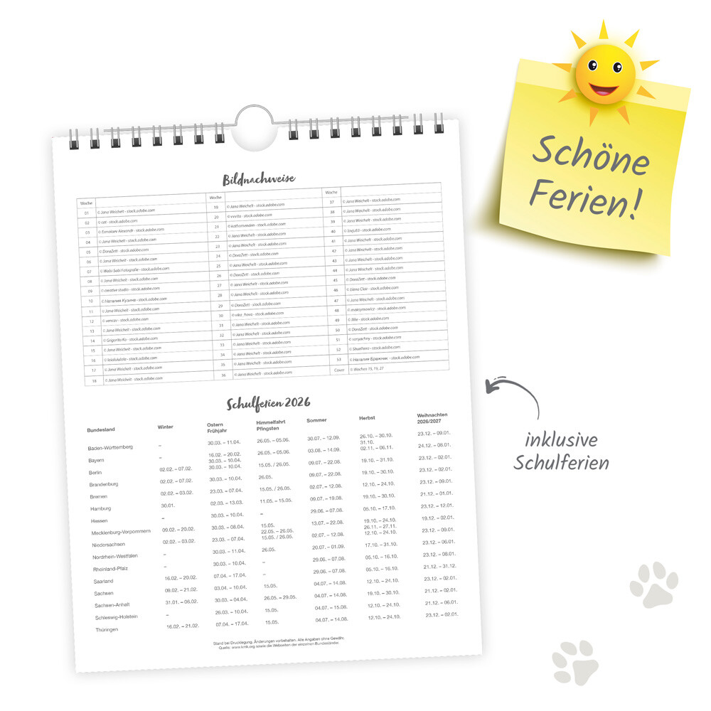Weitere Ansicht: Trötsch Wochenkalender zum Hängen Katzen 2026