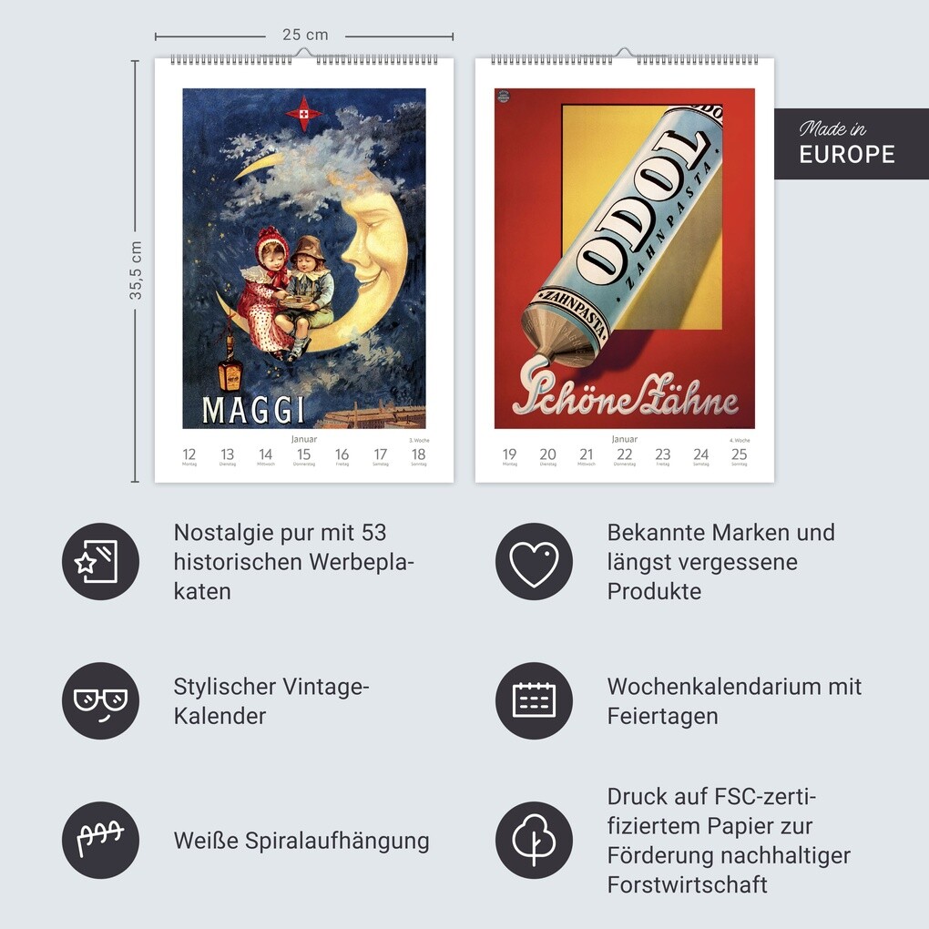 Weitere Ansicht: Alles Reklame! Wochen-Kulturkalender 2026 - 53 nostalgische Werbeplakate