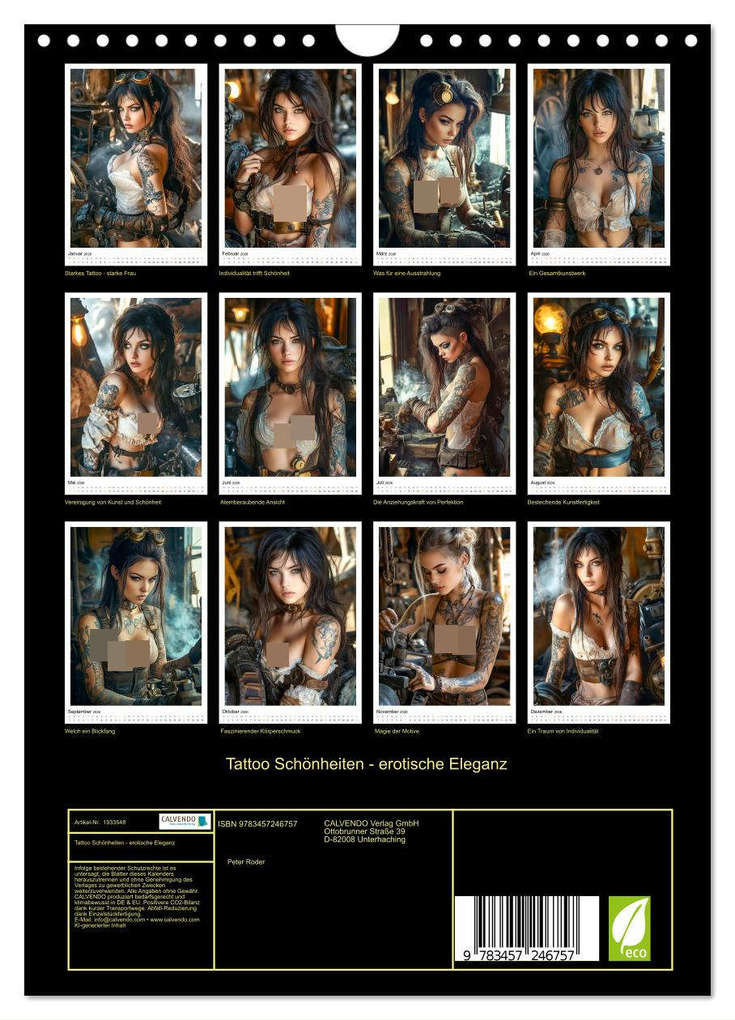 Weitere Ansicht: Tattoo Schönheiten - erotische Eleganz (Wandkalender 2026 DIN A4 hoch), CALVENDO Monatskalender | Peter Roder, Calvendo