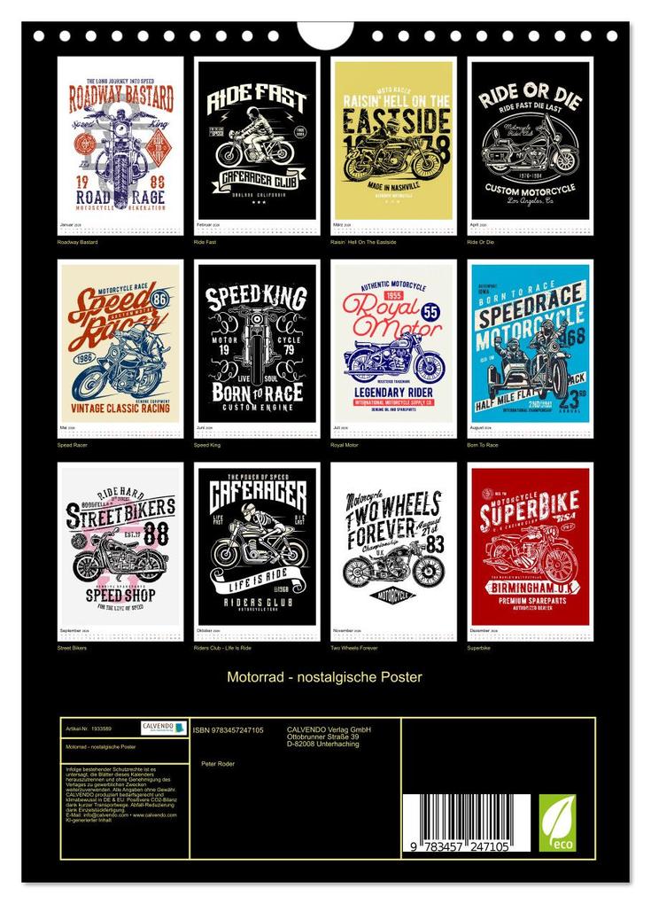 Weitere Ansicht: Motorrad - nostalgische Poster (Wandkalender 2026 DIN A4 hoch), CALVENDO Monatskalender | Peter Roder, Calvendo