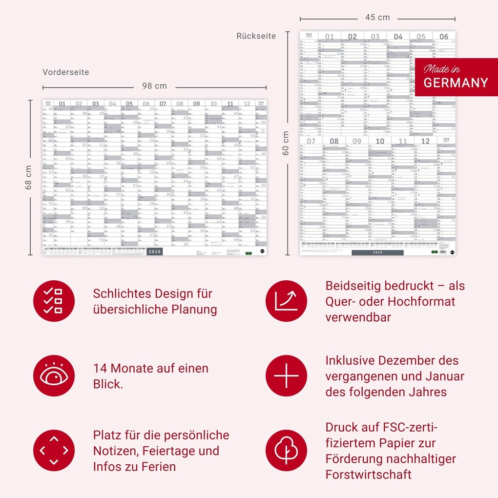 Weitere Ansicht: Mega-Posterplaner, silber 2026