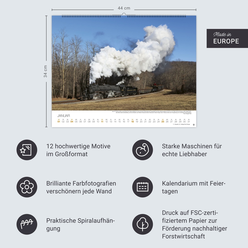 Weitere Ansicht: Feurige Dampfloks Posterkalender 2026