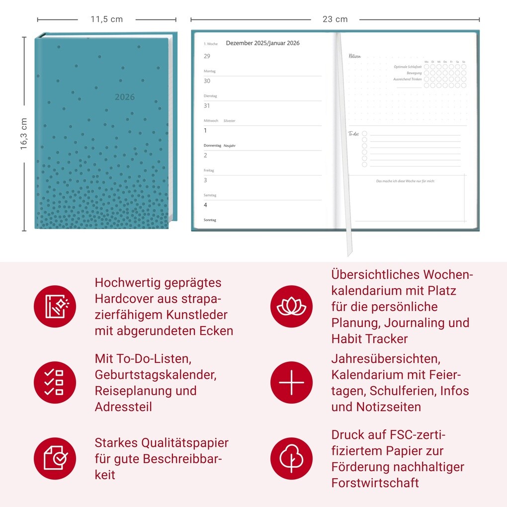 Weitere Ansicht: Kalenderbuch A6 blau 2026