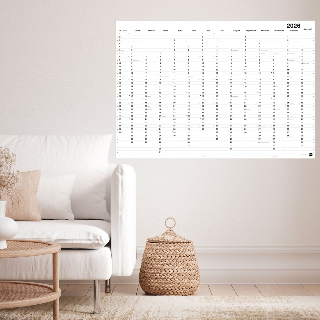 Weitere Ansicht: Black&White Mega-Posterplaner 2026
