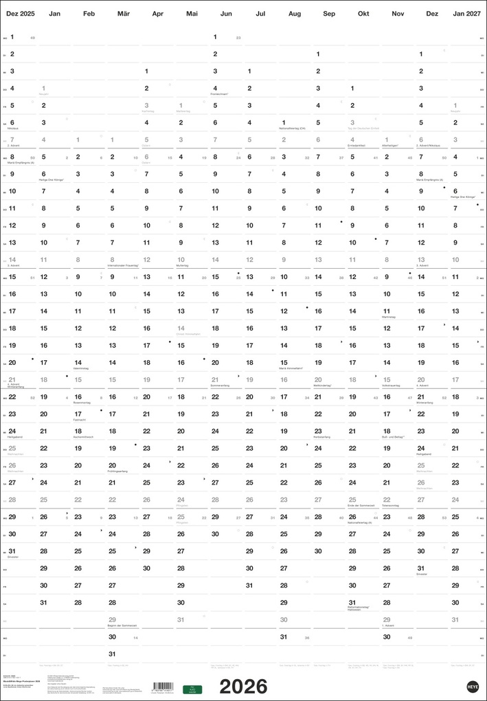 Weitere Ansicht: Black&White Mega-Posterplaner 2026