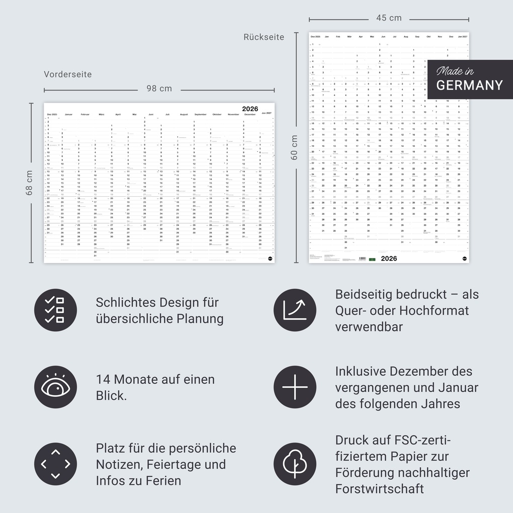 Weitere Ansicht: Black&White Mega-Posterplaner 2026