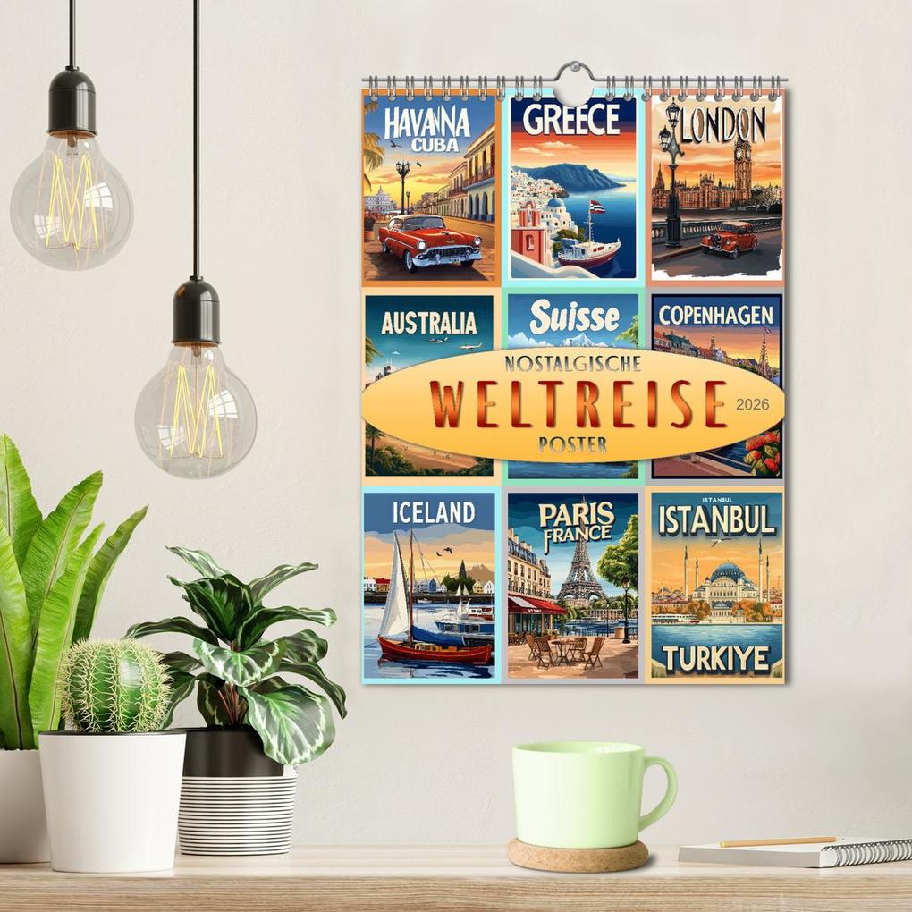 Weitere Ansicht: Weltreise - nostalgische Poster (Wandkalender 2026 DIN A4 hoch), CALVENDO Monatskalender | Peter Roder, Calvendo