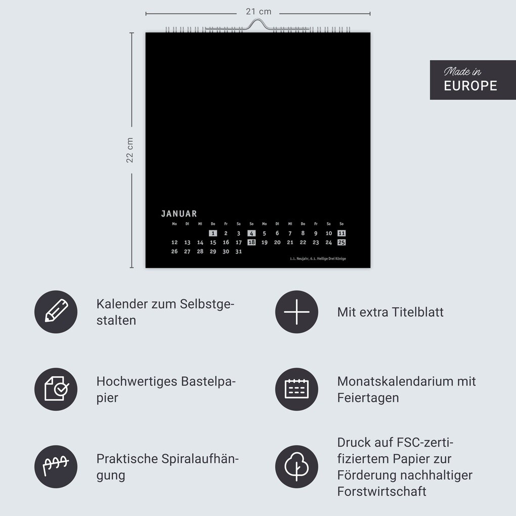 Weitere Ansicht: Premium-Bastelkalender schwarz mittel 2026