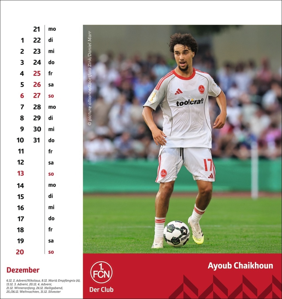 Weitere Ansicht: 1. FC Nürnberg Postkartenkalender 2026