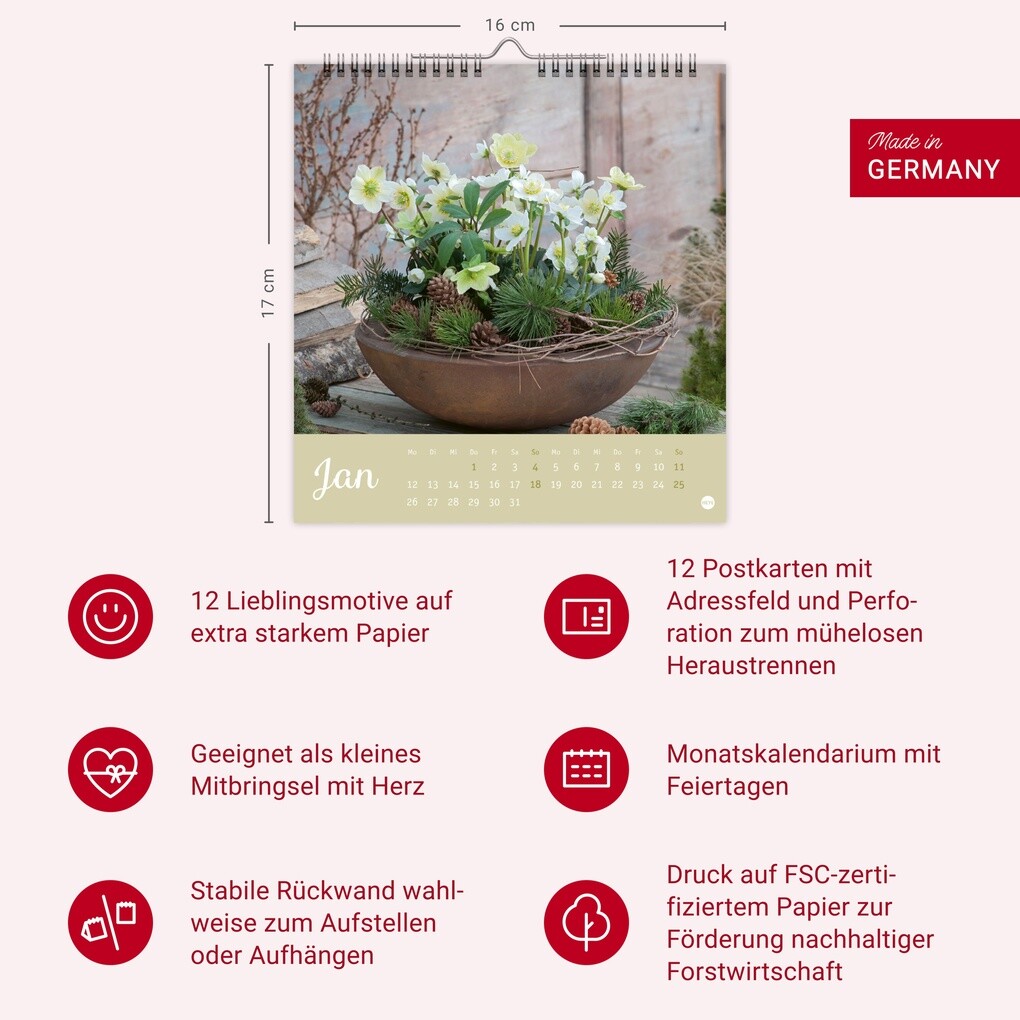 Weitere Ansicht: Herzliche Blumengrüße Postkartenkalender 2026