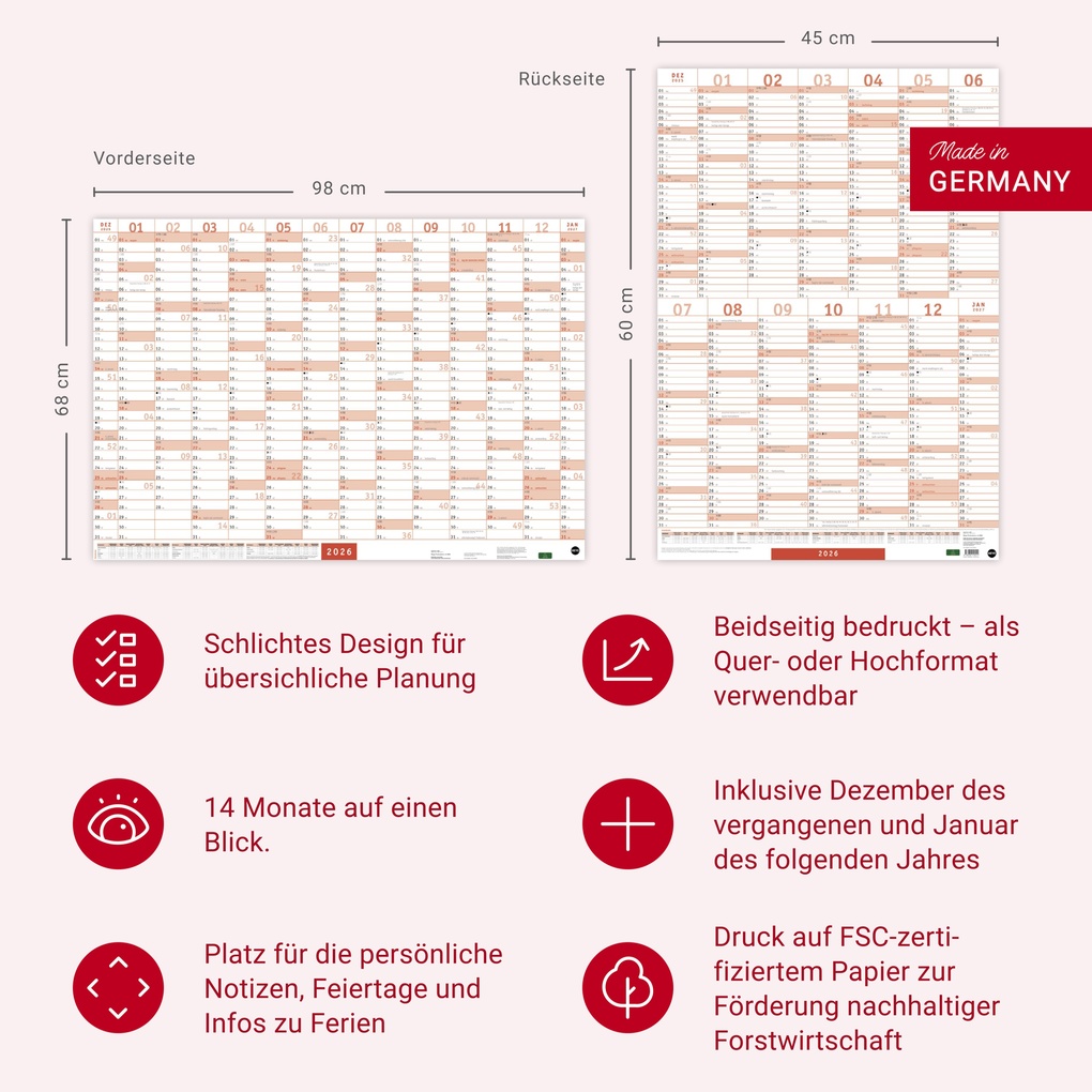 Weitere Ansicht: Mega-Posterplaner, rot 2026
