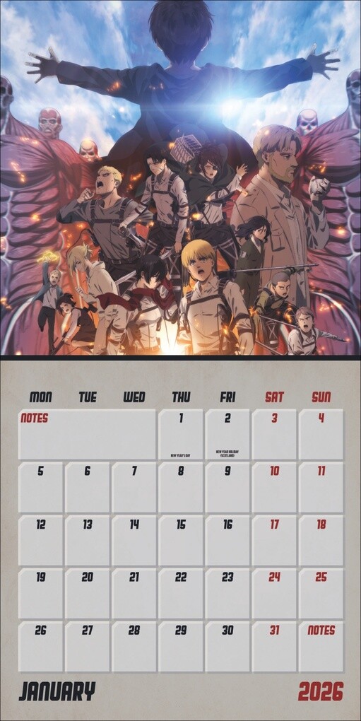 Weitere Ansicht: Attack on Titan Broschurkalender 2026