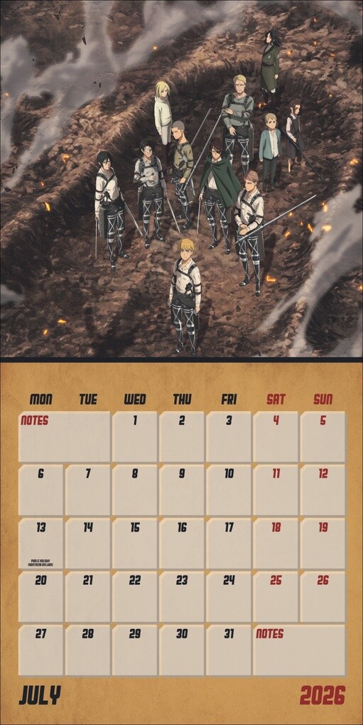 Weitere Ansicht: Attack on Titan Broschurkalender 2026
