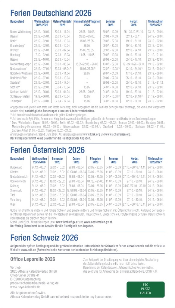 Weitere Ansicht: Leporello, schwarz Kalender 2026