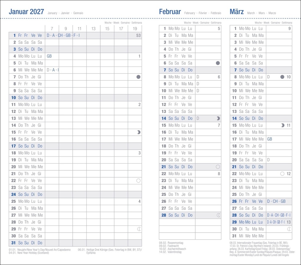 Weitere Ansicht: Leporello, schwarz Kalender 2026