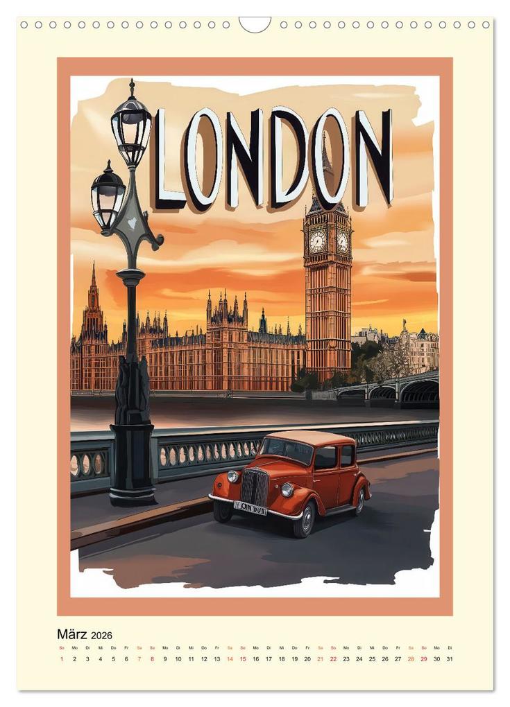 Weitere Ansicht: Weltreise - nostalgische Poster (Wandkalender 2026 DIN A3 hoch), CALVENDO Monatskalender | Peter Roder, Calvendo