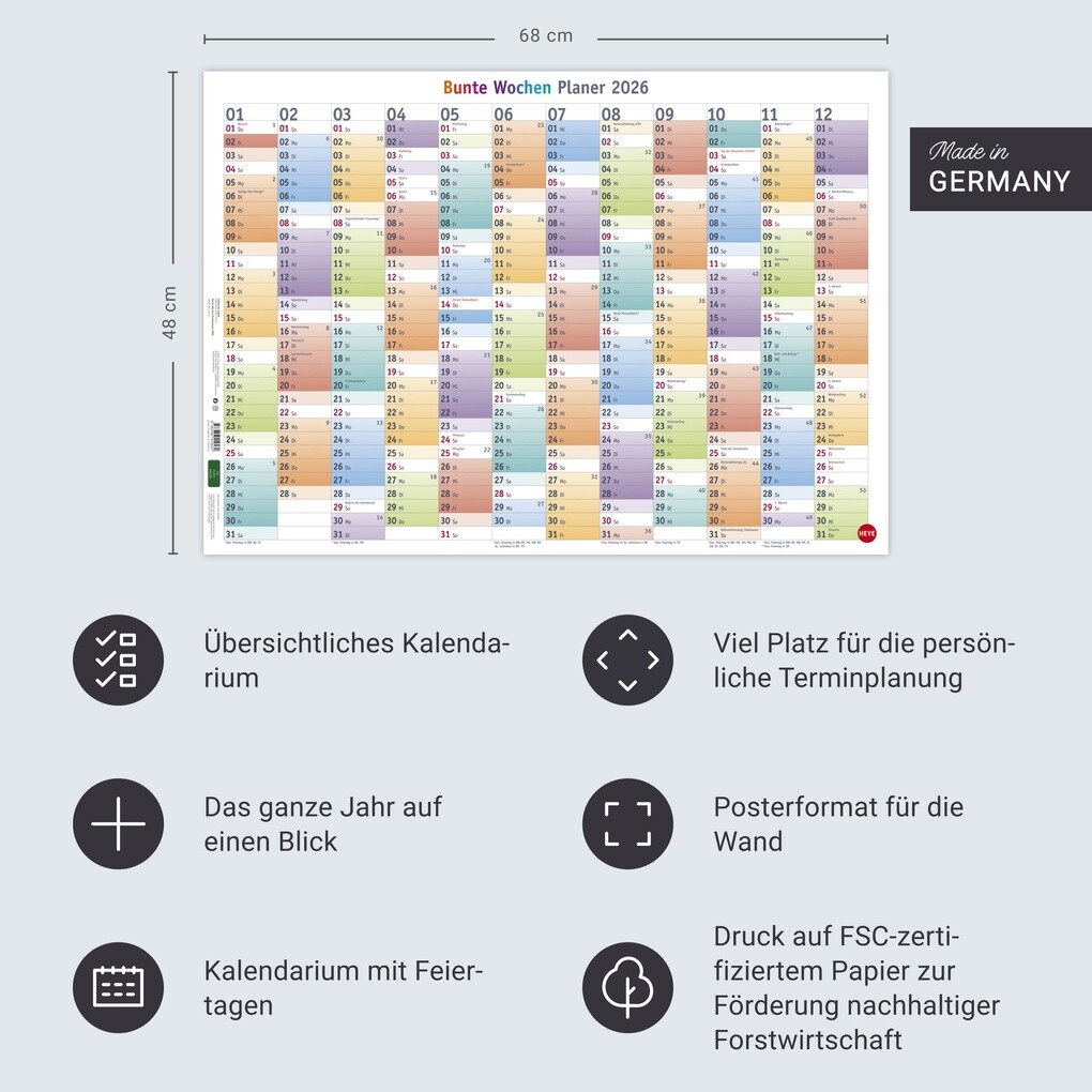 Weitere Ansicht: Bunte Wochen Posterplaner 2026