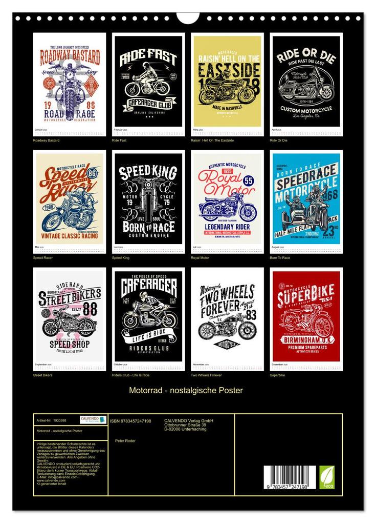 Weitere Ansicht: Motorrad - nostalgische Poster (Wandkalender 2026 DIN A3 hoch), CALVENDO Monatskalender | Peter Roder, Calvendo