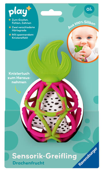 Produktbild: Play+ Sensorik-Greifling: Drachenfrucht - ab 0 Monate
