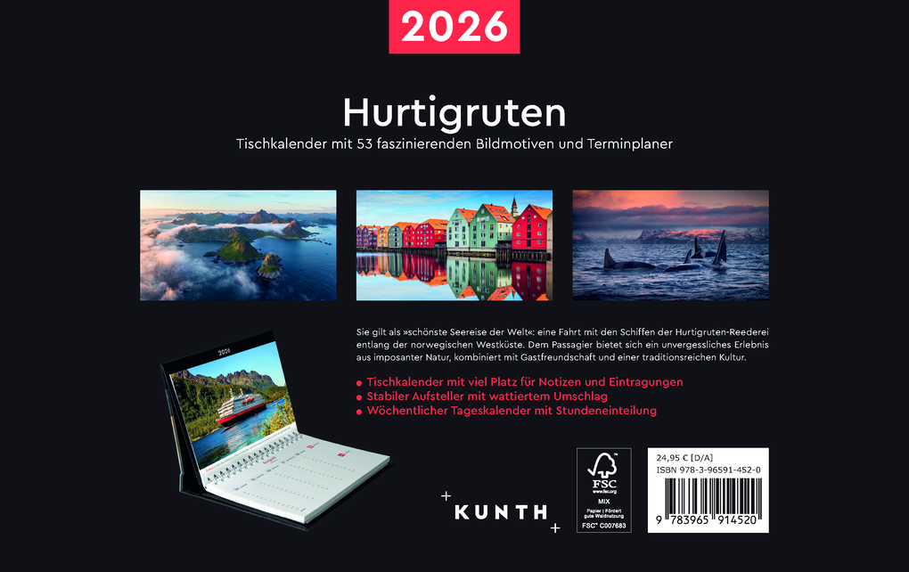 Weitere Ansicht: Hurtigruten - KUNTH Tischkalender 2026
