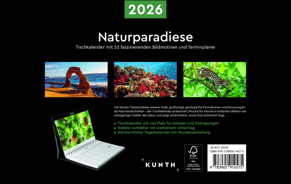 Weitere Ansicht: Naturparadiese - KUNTH Tischkalender 2026
