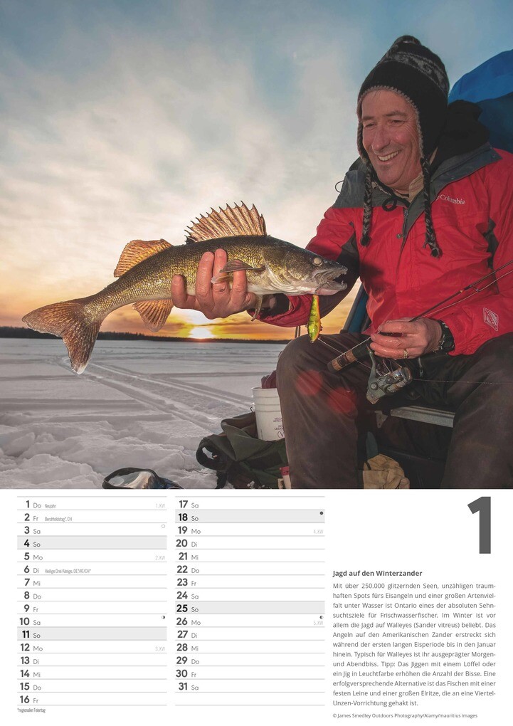 Weitere Ansicht: Der große Angelkalender 2026 - Bildkalender A3 (29,7x42 cm) - mit vielen Zusatzinformationen aus der Anglerwelt und Platz für Notizen - Wandkalender | Alpha Edition GmbH & Co. KG