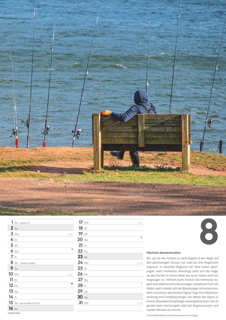 Weitere Ansicht: Der große Angelkalender 2026 - Bildkalender A3 (29,7x42 cm) - mit vielen Zusatzinformationen aus der Anglerwelt und Platz für Notizen - Wandkalender | Alpha Edition GmbH & Co. KG