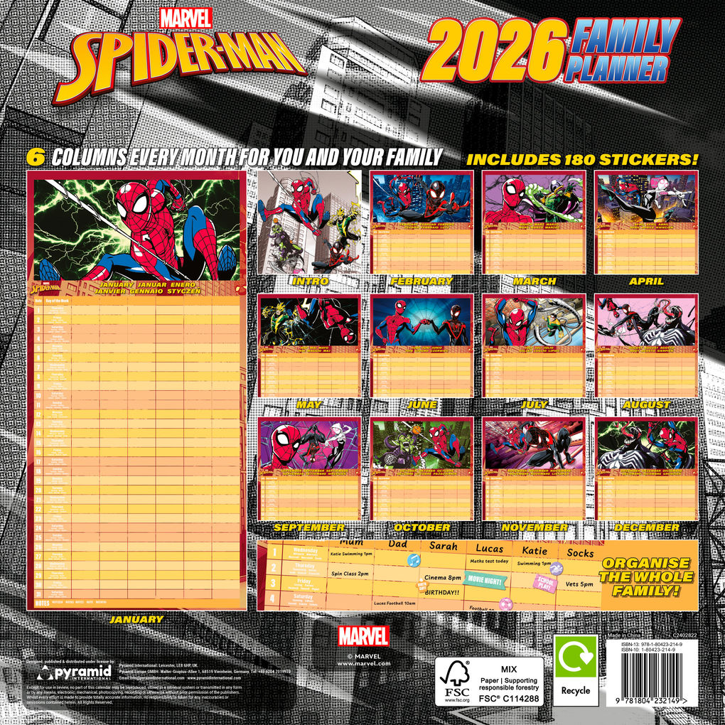 Weitere Ansicht: SPIDER-MAN Familienplaner im Format 30 x 30